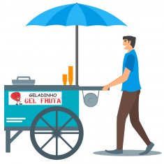 Como vender geladinho na rua: vetor de carrinho de geladinho Gel Fruta